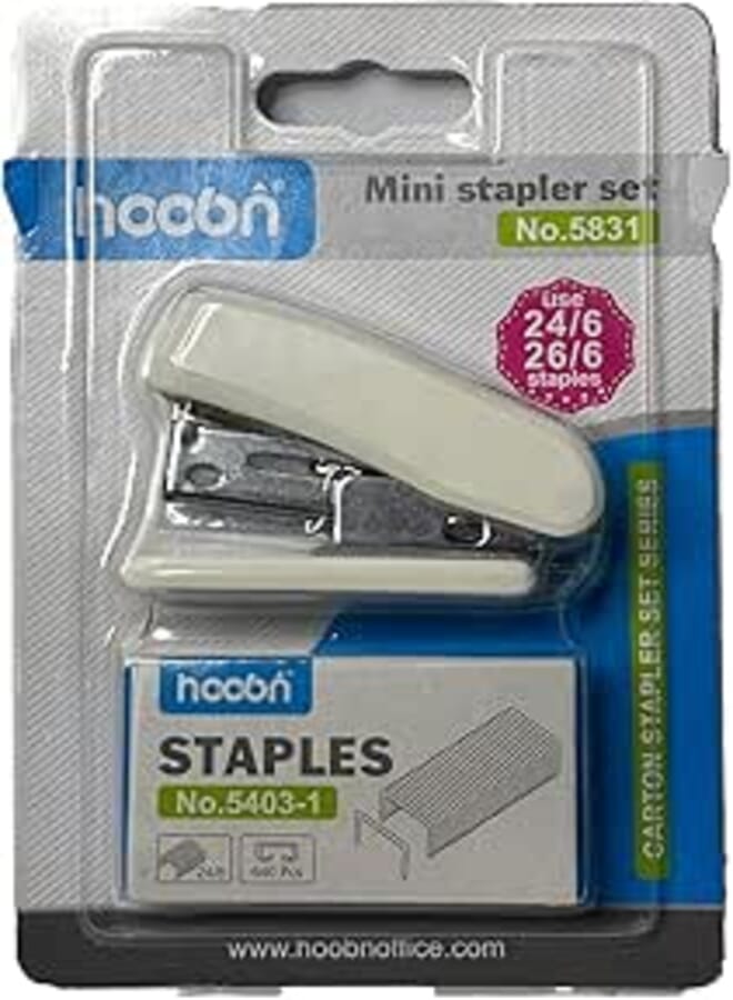 Mini Stapler Set – Compact Portable Metal Stapler for Office, School, Home, or Travel (White)